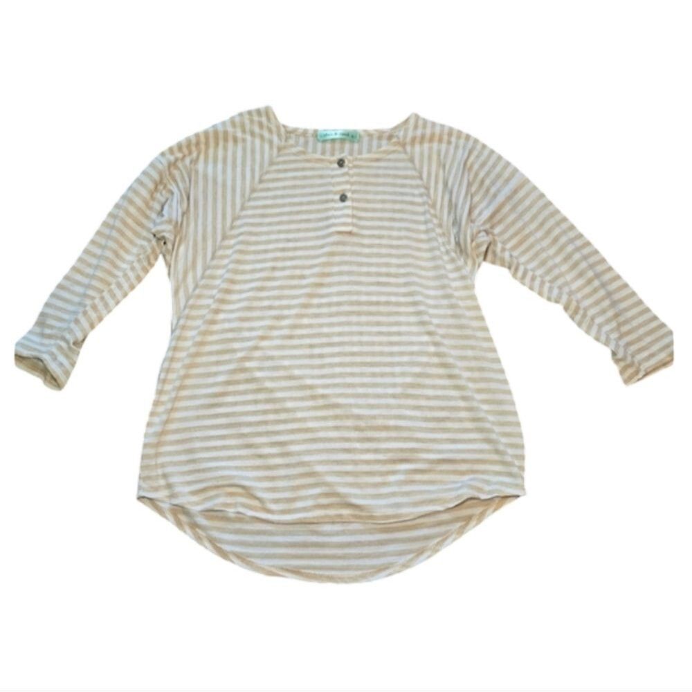 Chris & Carol Striped Top - White/Tan